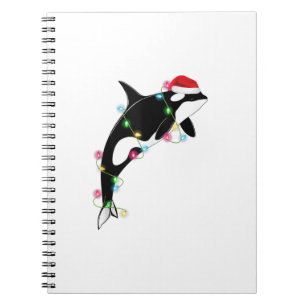 Carnet Funny Orca Tueur Baleine Santa Chapeau Mer de Noël