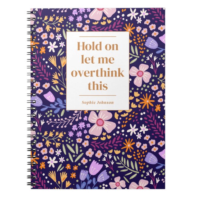 Carnet Funny Overthink This Quote Floral Personalized (Devant)