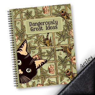 Carnet Funny Peeking Chat William Morris Style Floral