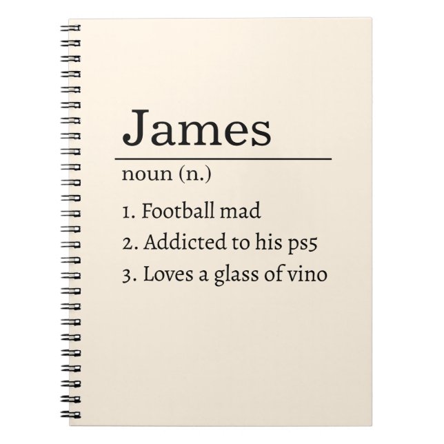 Carnet Funny Personalized Dictionary Name Definition (Devant)