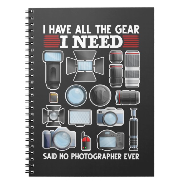Carnet Funny Photographe Équipement Humour Caméra Lover (Devant)