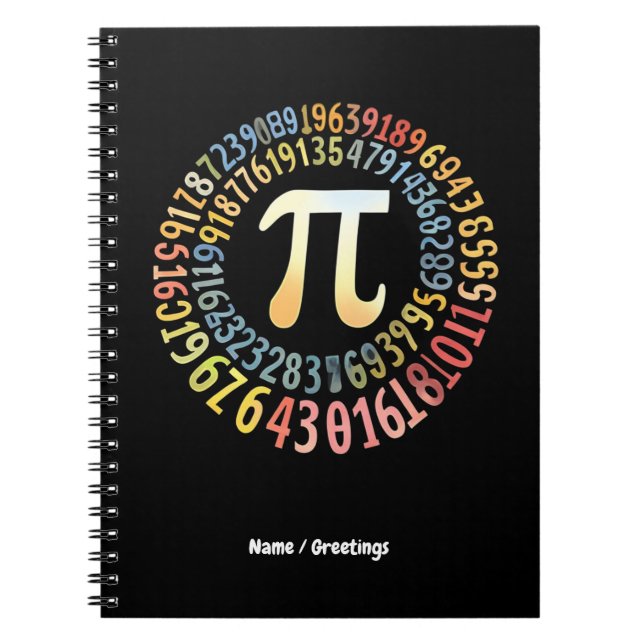 Carnet Funny Pi Jour Numéros Spiral Cool Mathématique (Devant)