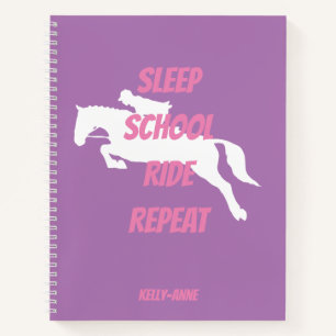 Carnet Funny Pink Horse équitation Girl Jumping School