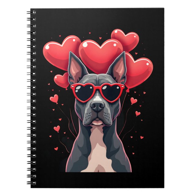 Carnet Funny Pitbull Heart Valentines Day Dog Dad Mom Gif (Devant)
