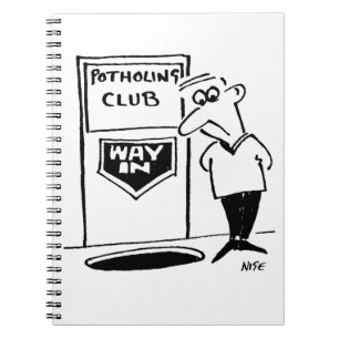 Carnet Funny Potholing Club Entrée dans le caricature du