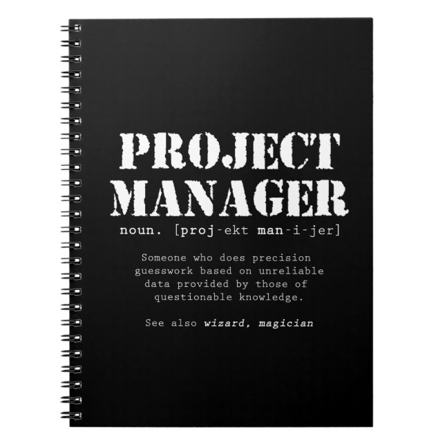 Carnet Funny Project Manager Dictionary Definition (Devant)