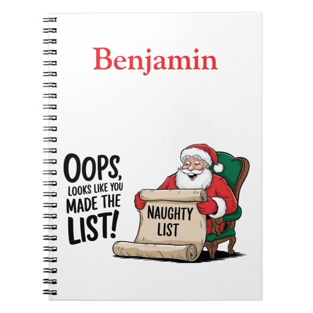 Carnet Funny Santa Claus Naughty List Design de Noël (Devant)