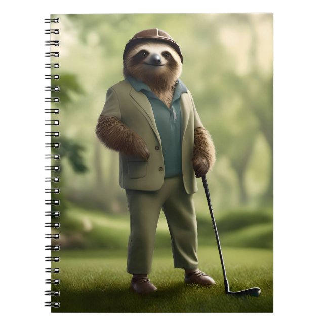 Carnet Funny Sloth Golf Player, (Devant)