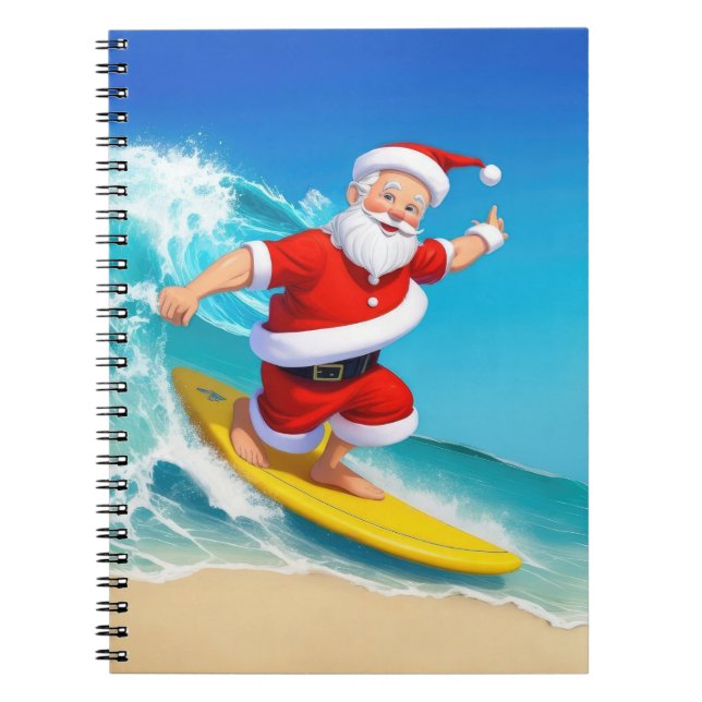 Carnet Funny Surfing Santa Claus (Devant)