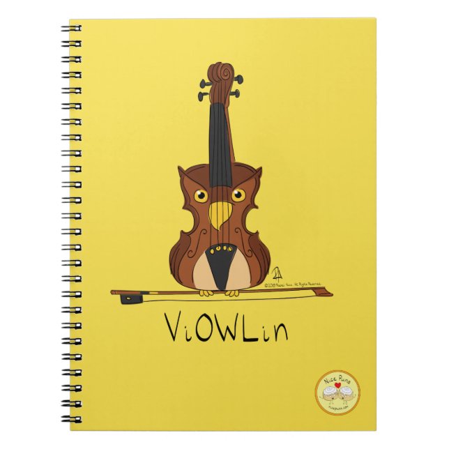 Carnet Funny Violin Cute Owl Musician Kids Music (Devant)