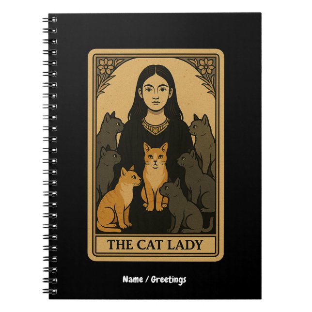 Carnet Funny Witchy Gothique Chat Lady Tarot Carte Magiqu (Devant)