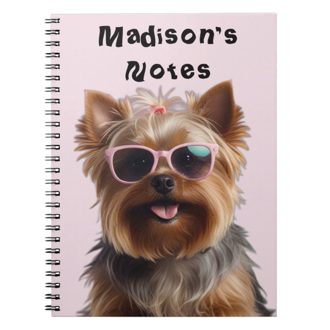 Carnet Funny Yorkshire Terrier Avec Lunettes De Soleil (Devant)