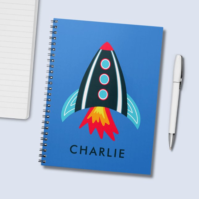 Carnet Fusée spatiale pour enfants (Personalized kids space rocket notebook)
