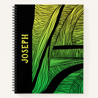 Carnet Fusion personnalisée d'onde verte et jaune