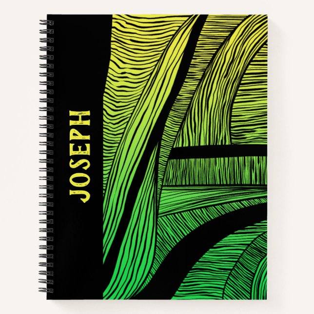 Carnet Fusion personnalisée d'onde verte et jaune (Devant)