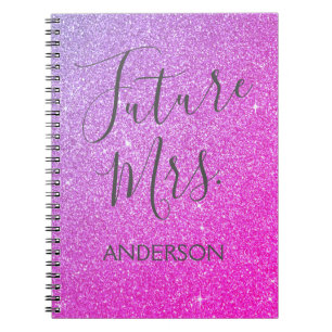 Carnet Futur Mme Pink Purple Sparkle Parties scintillant