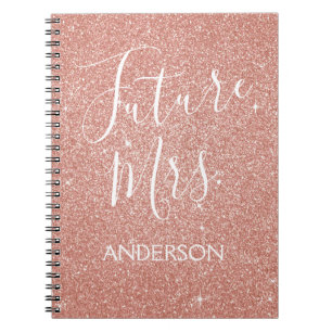 Carnet Futur Mme Rose Gold Blush Pink Sparkle Parties sci
