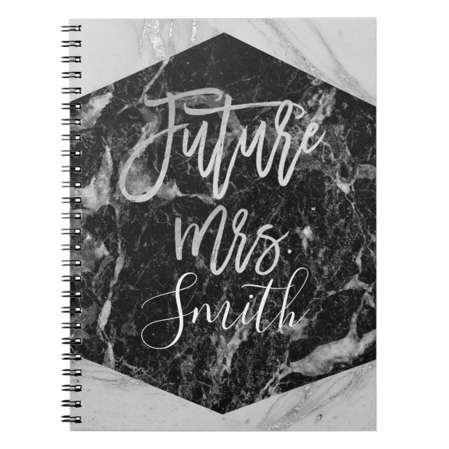 Carnet Future Mrs. Organisatrice de mariage Marbre Noir B (Devant)