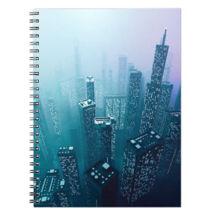 Carnet Future ville centre-ville avec gratte-ciel en cybe