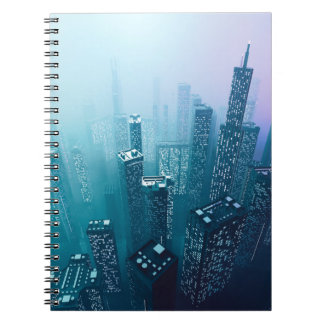 Carnet Future ville centre-ville avec gratte-ciel en cybe