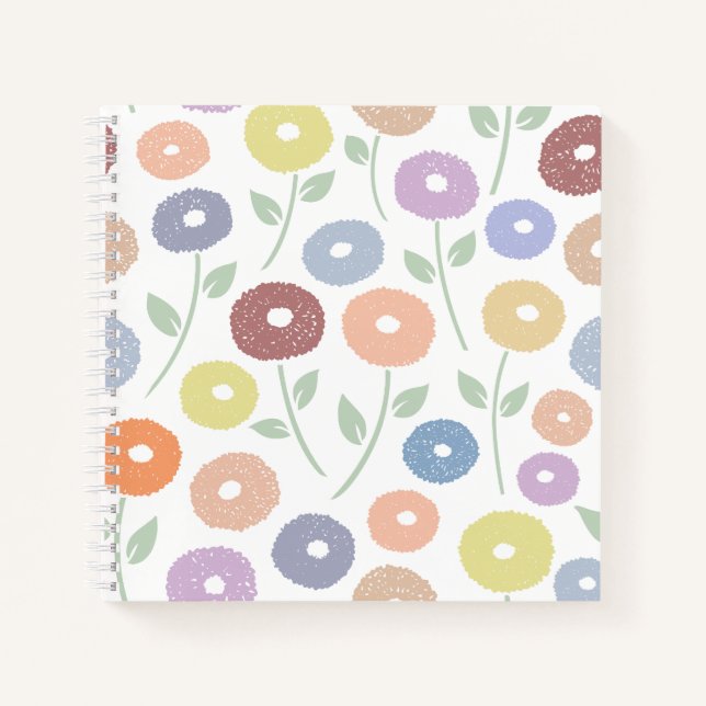 Carnet Fuzzy Flower 2Way Pattern Pastels on White (Devant)
