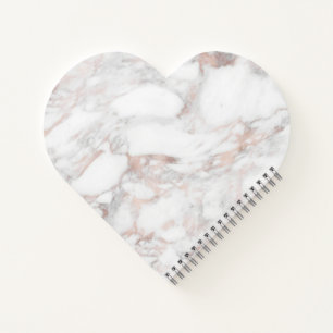 Carnet Gabarit de marbre blanc or rose en forme de cœur