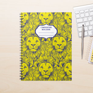 Carnet Gahanna Lions Motif rétro Bleu Jaune spirale