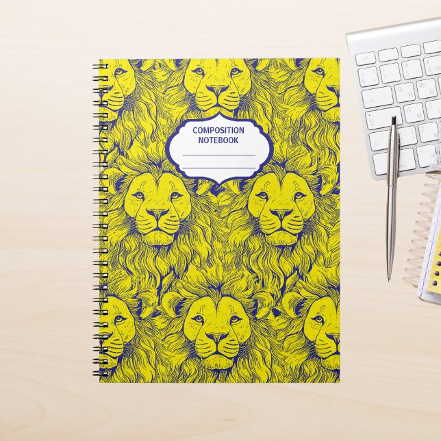Carnet Gahanna Lions Motif rétro Bleu Jaune spirale (Créateur téléchargé)