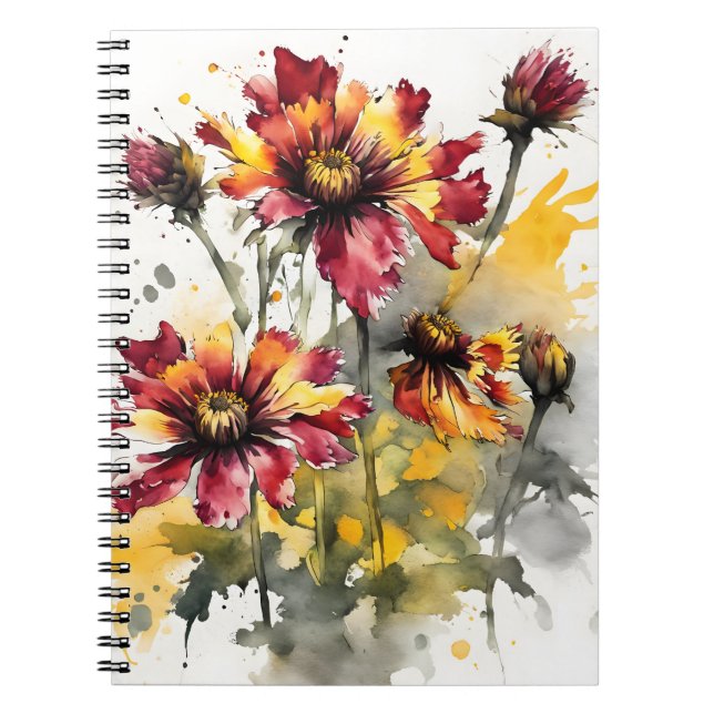 Carnet Gaillardia - Fleurs aquarelles (Devant)