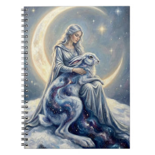 Carnet Galaxie céleste Lièvre Lune Déesse Fantastique Art