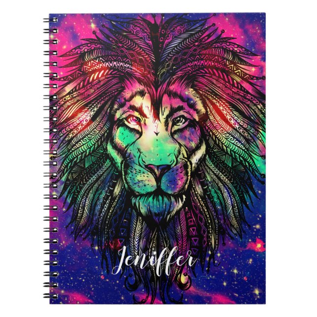 Carnet Galaxie Hipster Lion arc-en-ciel                   (Devant)