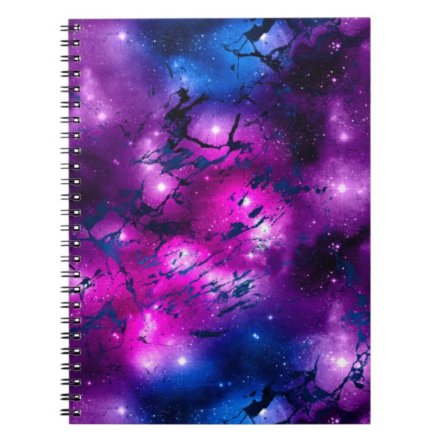 Carnet Galaxie Marbrée Rose, Violet & Bleu Aquarelle (Devant)