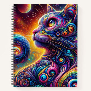Carnet Galaxie mystique spirale Chat arc-en-ciel