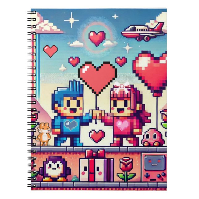 Carnet Gamer 8 bit Saint-Valentin  (Devant)