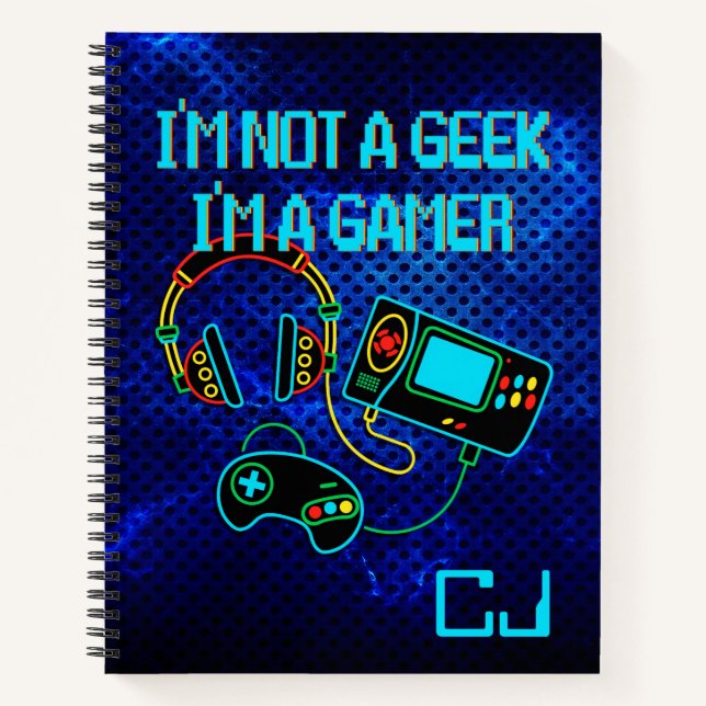 Carnet Gamer Retro Neon Monogrammé (Devant)