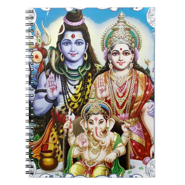Carnet Ganesh, Shiva et Parvati, seigneur Ganesha, Durga (Devant)