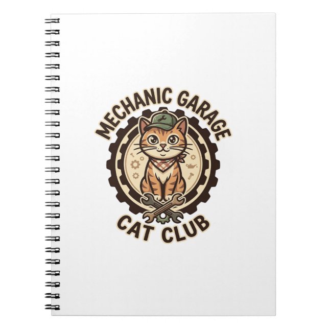 Carnet Garage Mécanique Chat POD Vector Art - Garage Méca (Devant)