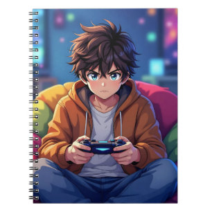 Carnet Garçon d'anime jouant à un jeu vidéo