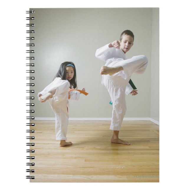Carnet Garçon et fille (4-9) pratiquant Taekwondo coups d (Devant)