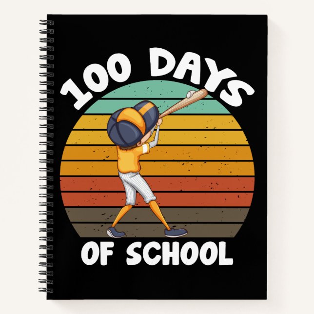 Carnet Garçons 100 jours d'école 100e jour Baseball (Devant)