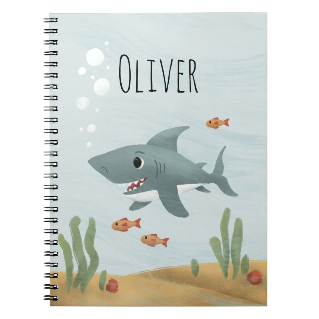 Carnet Garçons adorable Blue Ocean Shark Kids School (Devant)