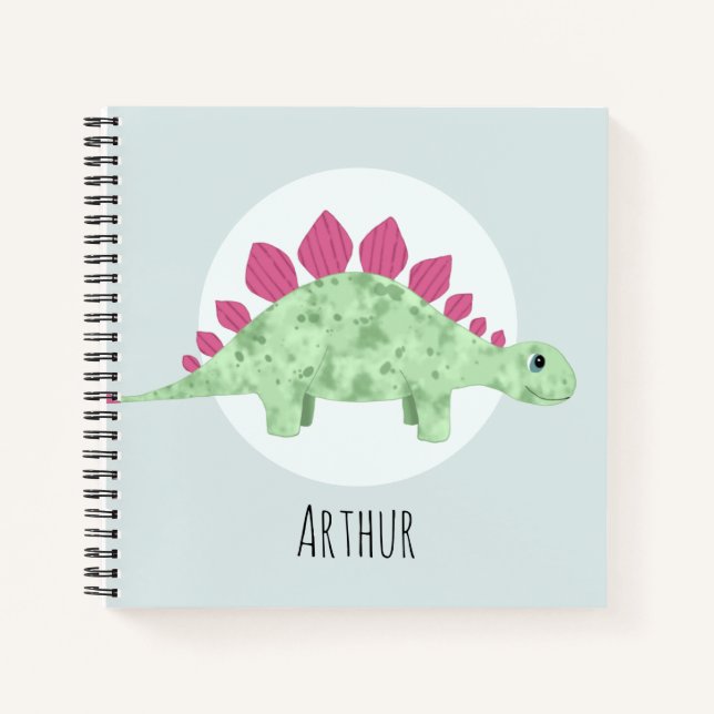 Carnet Garçons Cute Blue Stegosaurus Dinosaur Enfants (Devant)