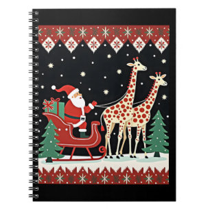 Carnet Garçons Filles Père Noël Chevauchant Girafe Traîne