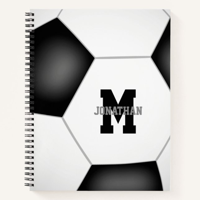 Carnet garçons filles spirale de soccer monogrammée (Devant)