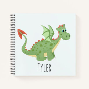 Carnet Garçons Magique Dragon Vert et nom Enfants