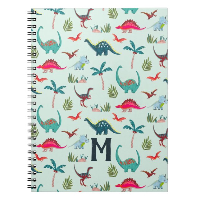 Carnet Garçons mignons dinosaures imprimé partout  (Devant)