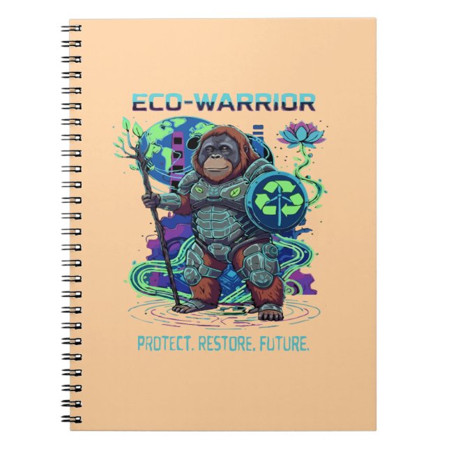 Carnet Garde Cyberpunk Orang-outan Éco-Guerrier (Devant)