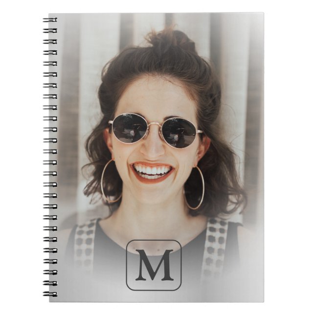 Carnet Garde-mémoire photo grise argent monogramme (Devant)