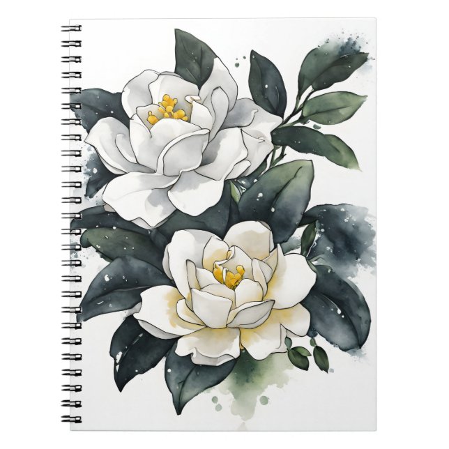 Carnet Gardenia - Fleurs aquarelle (Devant)