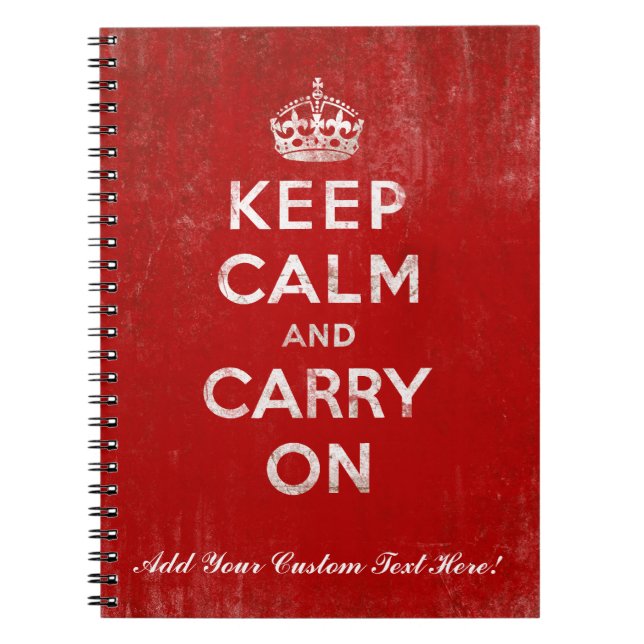 Carnet Gardez le calme et continuez, rouge et blanc (Devant)